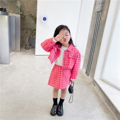 China Anti-pilling Anti-pilling short skirt toddler girl pink printed child cardigan set newest style and fashion toddler cardigan set for sale