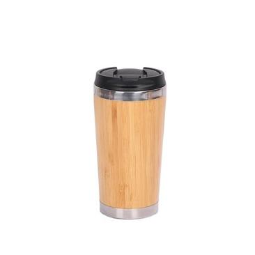 China Sustainable Bamboo Cup 18/8 Bamboo Coffee Cup Tumbler Bamboo Stainless Steel 450ml Flask for sale