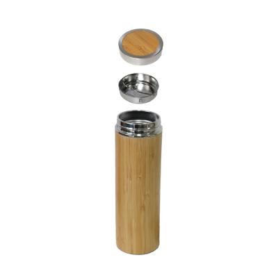 China Eco-friendly Sustainable Stainless Steel Vacuum Flask With Bamboo Shell Custom Bamboo Water Bottle Vacuum Jug for sale