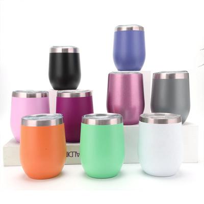 China Sustainable Custom Logo Vacuum Metal 12oz Stainless Steel Blanks Egg Shaped Wine Tumbler for sale