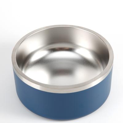 China Sustainable Double Wall Stainless Steel Powder Coated Custom 64oz Dog Cat Pet Food Water Container Dog Cat Food Bowl for sale