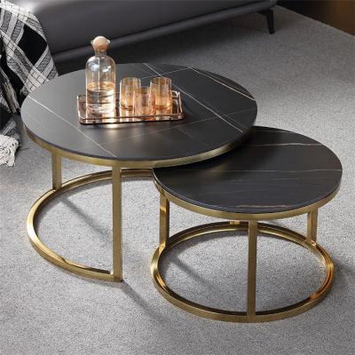 China Factory hot sales customized black coffee table round living marble coffee table tea table for sale