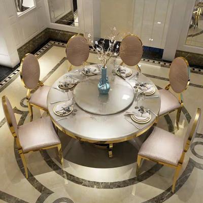 China Customized Professional Marble Top Rotating Dining Table Set Luxury Dining Table Set for sale