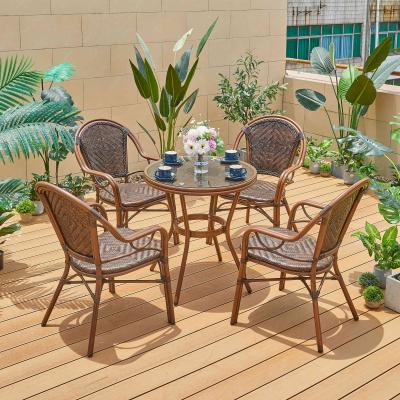 China Classic Factory Supplier Outdoor Furniture Dining Aluminum Rattan Frame Garden Rattan Chair for sale