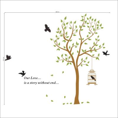 China WALL STICKER Colorcasa ZYPA-064-N Quote Our Love Story Without Background Stickers DIY Tree Birds Flower Decals TV Background Wall Home Decor for sale