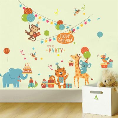 China Waterproof+Eco-friendly ZOOYOO Birthday Celebrate Party Cartoon Animals Wall Sticker for sale