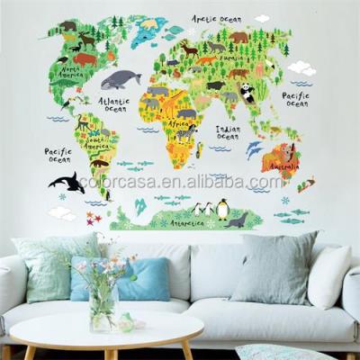 China Recycled Type Colorcasa Home Wall Decoration Sheet Cartoon Animals World Map (ZY037) for sale