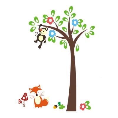 China WALL STICKER Removeable PVC Wall Sticker Cartoon Wallpaper Monkey Tree and Fox Home Decor for Baby Room (ZYPA1201) for sale