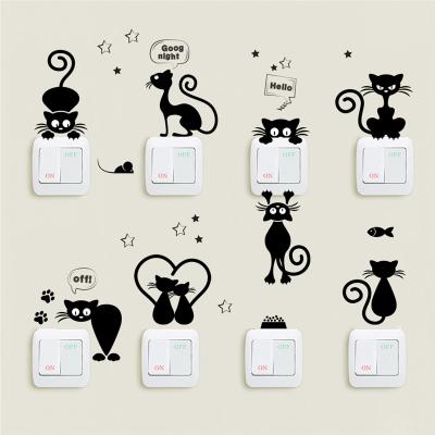 China Recycled Cute Black Cats Switch Sticker DIY Home Sticker for sale