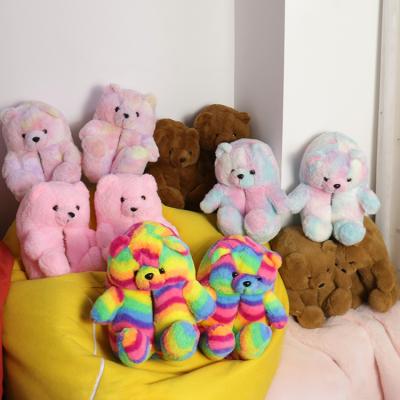 China Fashion Trend Bear Slipper Winter Warm Fluffy Home Indoor Wholesale Animal Shaped Super Soft Plush Teddy Bear Bedroom Slipper for sale