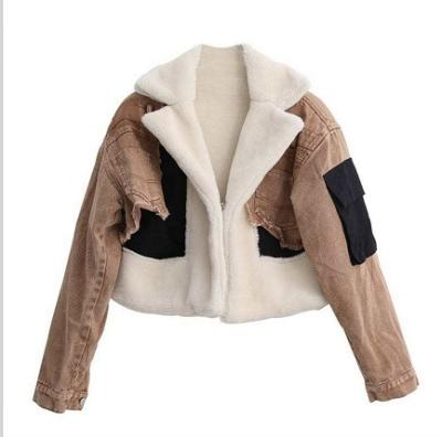 China Lambswool Coat Women's Lapel Fur Velor Motorcycle Zipper Buckskin Velvet Coat Waterproof Granular Jacket for sale