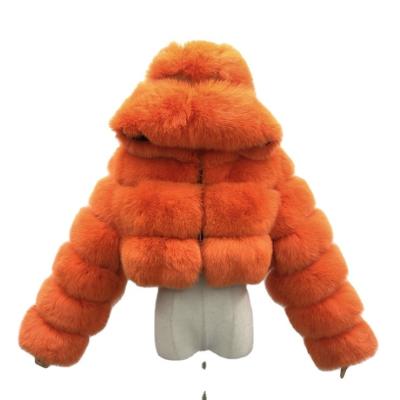 China Wholesale Hot Selling Viable Faux Fox Winter Women Coat Jacket Hood Short Ladies Fake Fur Coat for sale