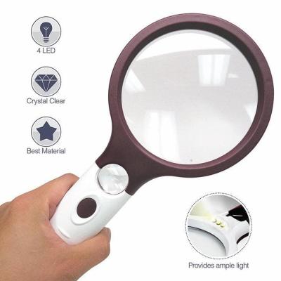 China Glass Magnifier With Light Illuminated Lighted Magnifying Glass For Seniors Reading for sale