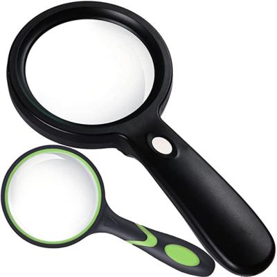 China Glass magnifier with bright LED light - magnifying lamp with base stand and clamp for reading for sale