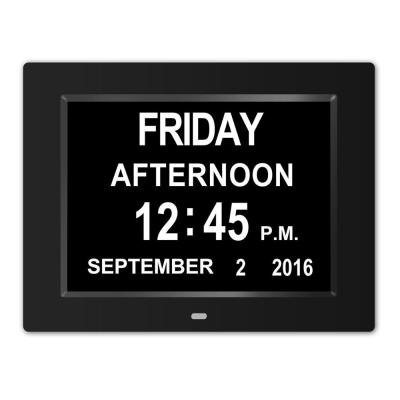 China Dementia Alzheimer Plastic Digital Table Calendar Demenz Kalender Uhr Black 8 Inch For Grandfather for sale