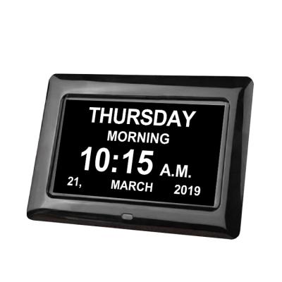 China 7 Inch Calendar Dementia Day Digital Alarm Clock Digital Talking Table Calendar Clock for sale