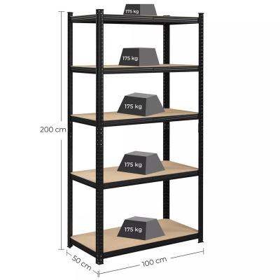 China Corrosion Protection 5 Layer Heavy Duty Galvanized White / Black Metal Laminated Boltless Storage Rack for sale