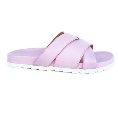 China Cushioning Summer Shoes PU Skin Candy Color Sheer Wear Sandals On Flat Beach Comfortable Lightweight Sandals For Women for sale