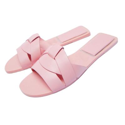 China New Rose Red Summer Women's Sandals 2021 Fashion Trend Cross Strap Elegant Sexy Customized Leather Sandals for sale