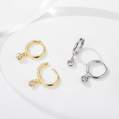 China 18k gold minimalistic natural stone acero pendientes small zircon circle diamond earrings stainless trending acero aretes stainless for sale