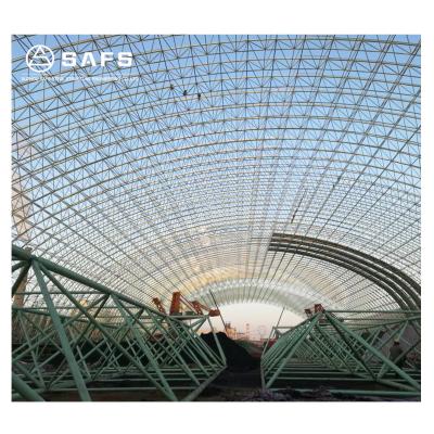 China Workshop Light Steel Structure Full Span Space Frame Arch Coal Steel Storage Buildings for sale