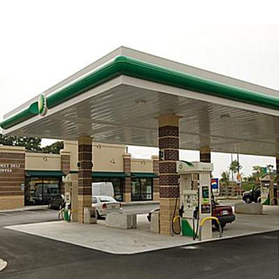 China Roofing China Structural Steel Building Illuminated Gas Station Canopy for sale