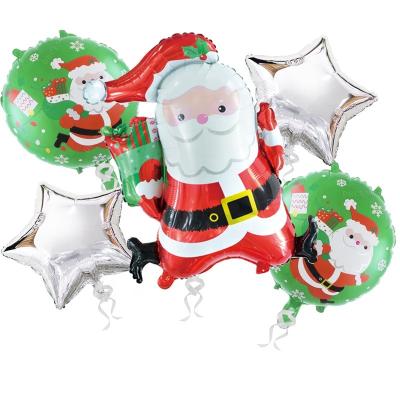 China Brithday Decor/Gifts /WeedingParty Wholesale 5pcs Christmas Design Helium Foil Cartoon Merry Christmas Balloon Set For Christmas Decoration for sale