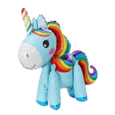 China 4D Unicorn Balloon Stand Rainbow Exclusive Toy Unicorn Aluminum Membrane Balloons For party decoration new style birthday party decoration for sale