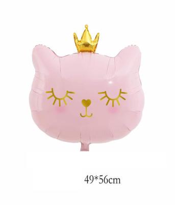 China Foil Hot Sale 2022 Foil Balloon Crown Cat Inflated Balloon Helium Balloon For Party Decoration for sale