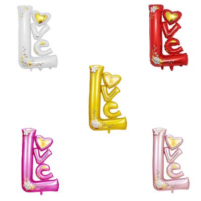 China Advertising Toy Hot Sale Large Love Letter Flower Foil Balloon Birthday For Wedding Valentines Day Birthday Party Decoration Suppliers for sale