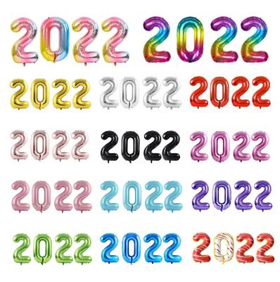 China 16Inch 32inch 40inch Gradient Number 2022 Balloon Decoration Happy New Year Decor Brithday /WeedingParty/Gifts Foil Balloon Set 2022 Number Nylon Balloon for sale