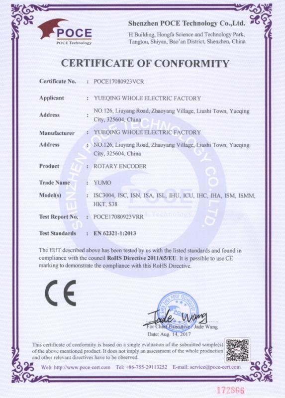 CE - Yueqing Ying's Import & Export Co., Ltd.