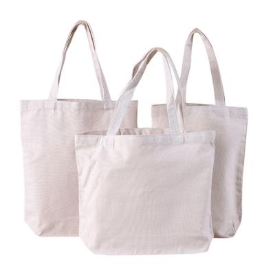 China Simple White Empty Canvas Handled Logo Cotton Tote Bag Cheap Reusable Shopping Bags Printing Custom Wholesale for sale