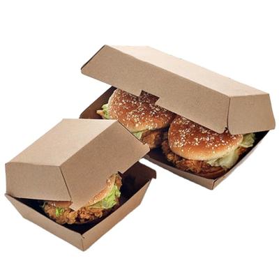 China Recyclable Hot Sale Multi Size Packaging Customized Logo Printed Kraft Paper Hamburger Boxes for sale