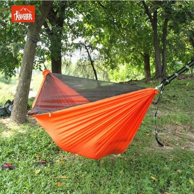 China Adult Easy Setup Lightweight Double Camping Hammock With Mosquito Net And Ridgeline for sale