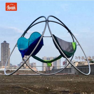 China Stable Durable Sturdy Traveler Swing Chair Hammocks With Stand Outdoor Stainless Frame In Garden Backyard Home Furniture for sale