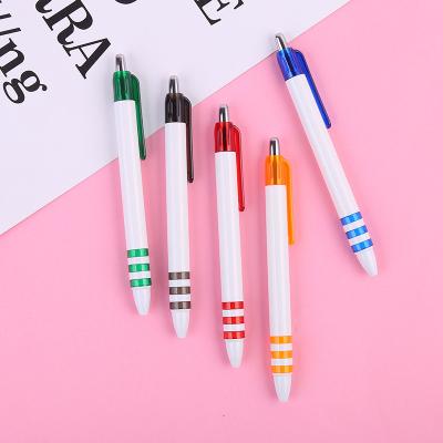 China Pen: Cool Ball Pen White Rod Small Advertising Gifts Press Pen Student Office Plastic Logo Customized Ballpoint Pen for sale