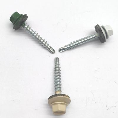 China Anti - Corrosion Colored Pan Hex Head Covering EPDM Gaskets Screws Self Drilling for sale