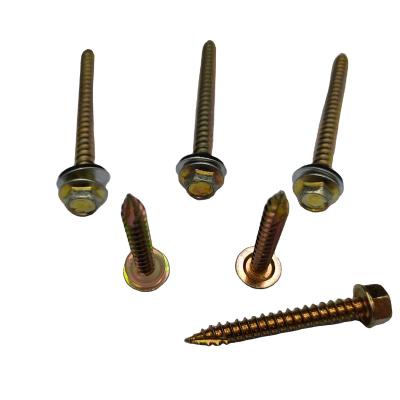 China Galvanized Wood Steel Hex Head Hex Head Metal Hexagon Teak Self Drilling Hex Screw with EPDM Gaskets Covering Screw for sale