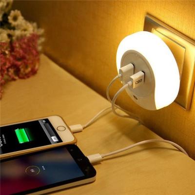 China 2021 Modern LED Home Decoration Hot Sales Sensor Led Night Light With Dual USB Charger Wall Lamp (HOME+) for sale