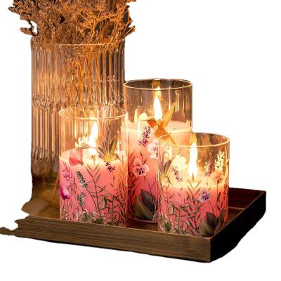 China Hot Selling Amazon LED Home Decoration LED Flameless Seasonal Candle With Printing Pattern Design (HOME+) for sale