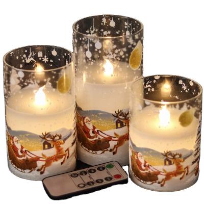 China Hot Selling Amazon LED Home Decoration LED Flameless Seasonal Candle With Printing Pattern Design (HOME+) for sale