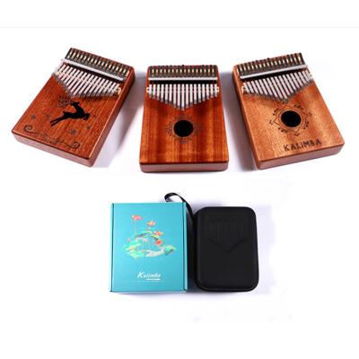 China Kalimba Sapele Musical Instrument 17 Keys Inch Deluxe Mahogany Piano With EVA Case for sale