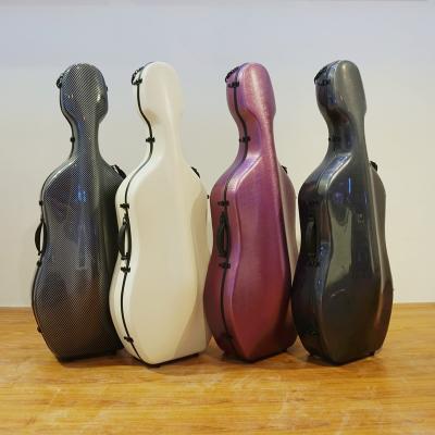 China New style carbon fiber cello case 4/4 cello case carbon fiber cello hard case with wheels 3.6kg XCC-04 for sale