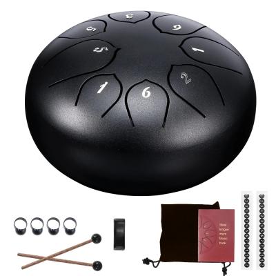 China Alloy Steel 6 Inch Tongue Drum 8 Air Hand Pan Drum With Drumsticks Carrying Steel Bag Percussion Instruments for sale