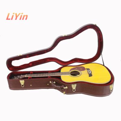 China Mordern Brown Hard Acrylic Wood Acoustic Guitar Bag Pick Hard Shell Case For Balled Guitar for sale