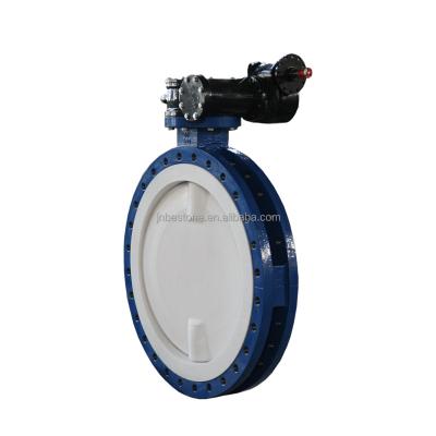 China General Flange Solid PFA Liner Butterfly Valve With Ductile Iron Body for sale