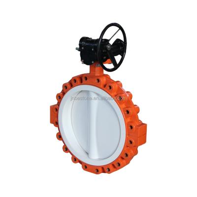 China Gearbox Solid PFA General Hook Lining Butterfly Valve for sale