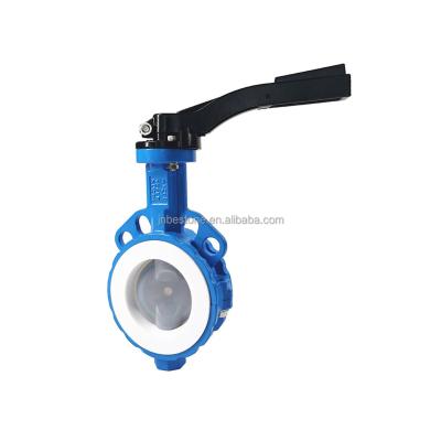 China General Hand Lever PTFE Seat Wafer Butterfly Valve for sale