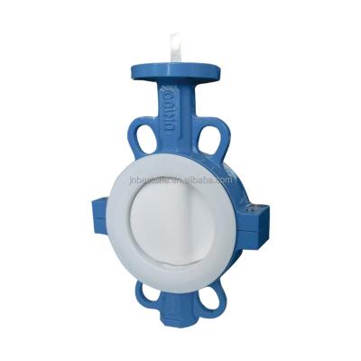 China General Body 2pc Wafer Butterfly Valve With Full PFA Lined Ductile Iron Body Material for sale